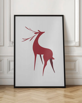 Stylized retro deer (red) Poster