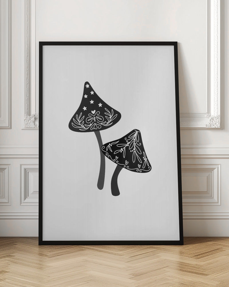 Iced mushrooms in black Poster