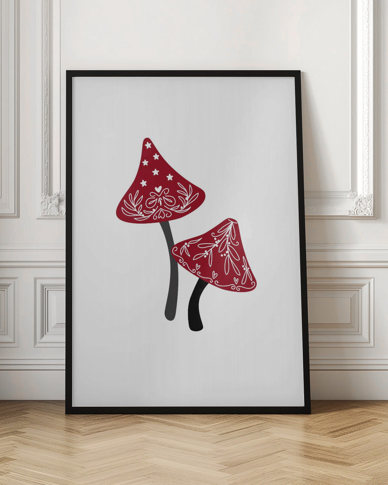 Iced mushrooms in red Poster