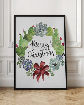 Cacti and succulent merry Christmas wreath Poster