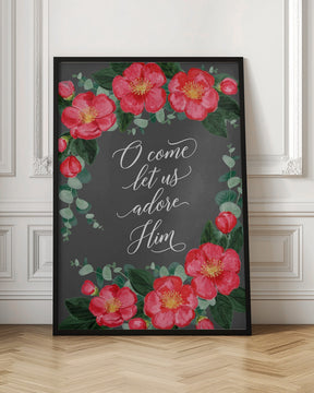 Watercolor camellias Let us adore Him Poster