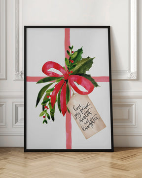 Watercolor gift with holiday wishes Poster