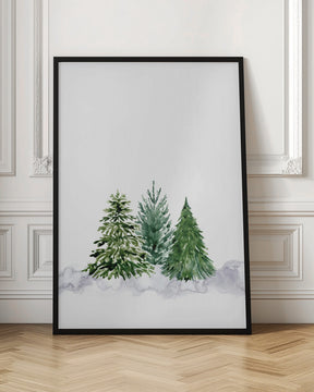 Three watercolor pine trees Poster