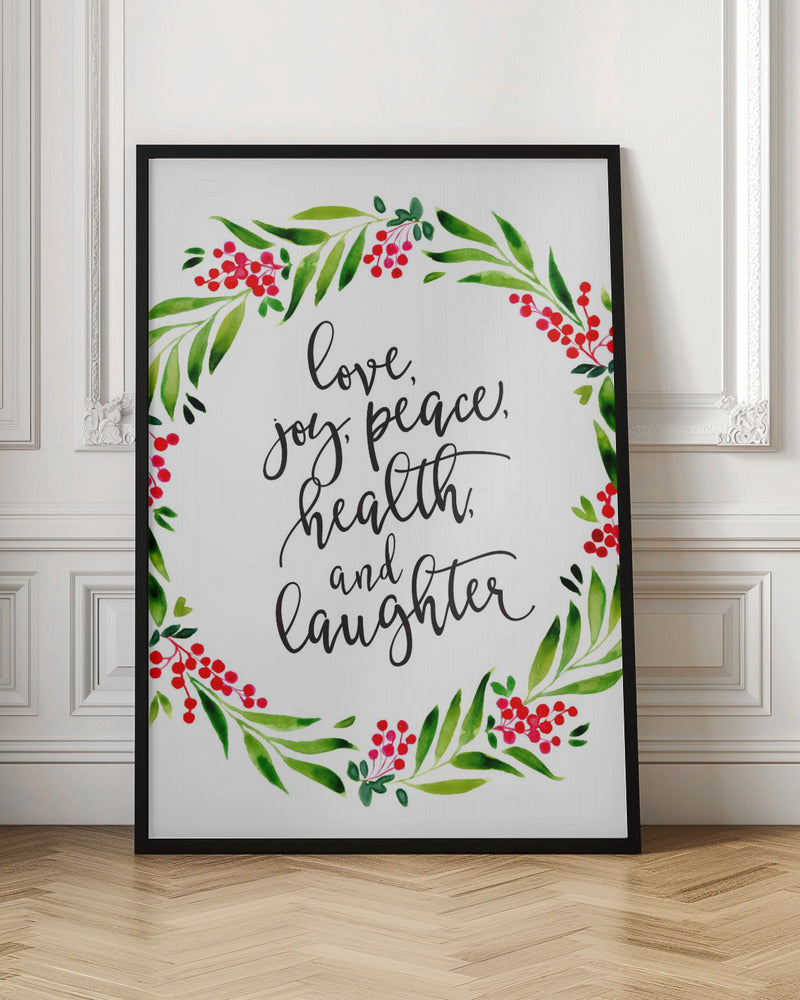 Watercolor wreath with holiday wishes Poster