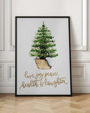 Cozy Christmas tree with holiday wishes Poster