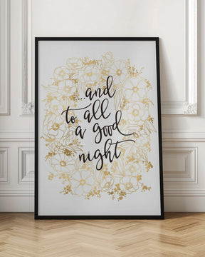 And to all a good night with gold flowers Poster