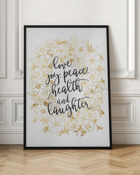 Holiday wishes with gold flowers Poster