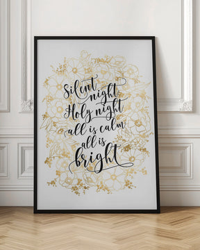 Silent night with gold flowers Poster