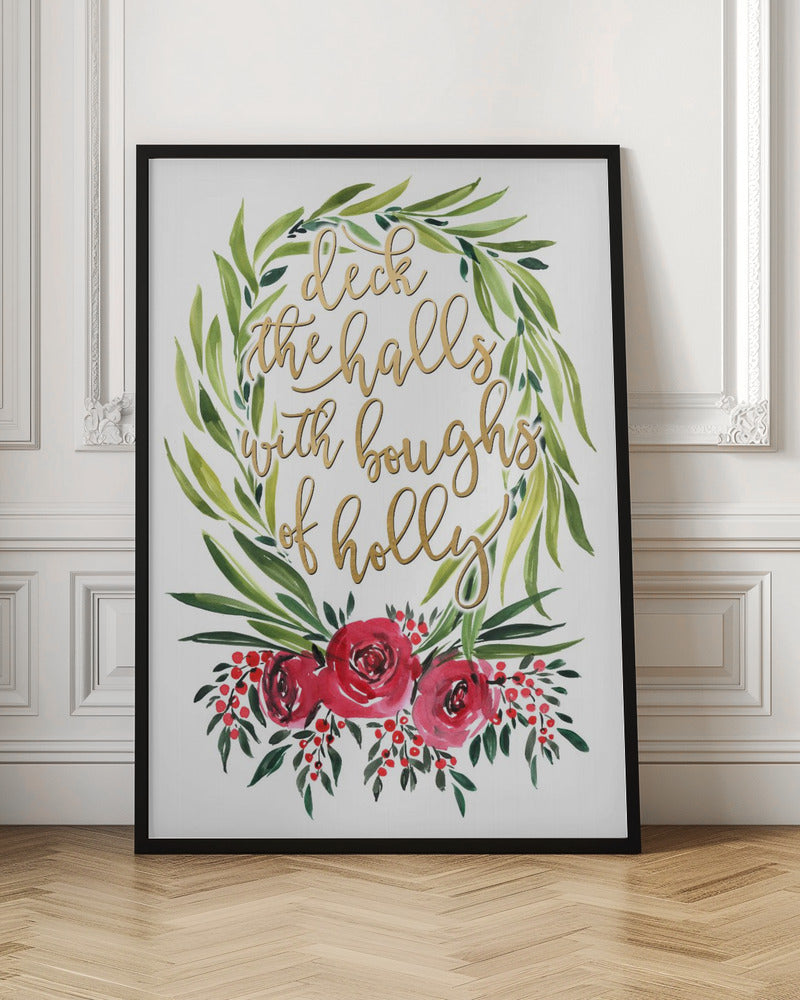 Floral wreath deck the halls Poster