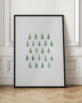 Little watercolor Christmas trees Poster