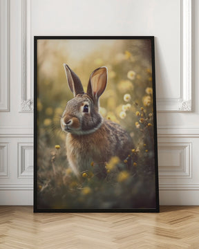 Bunny in Flower Field Poster