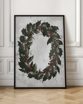 Splatters holly wreath Poster