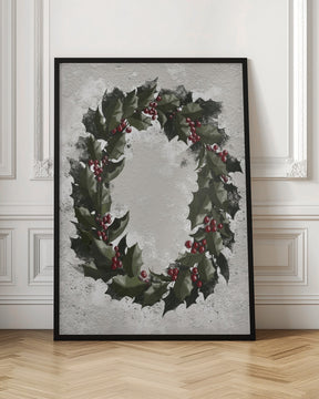 Antique holly wreath Poster