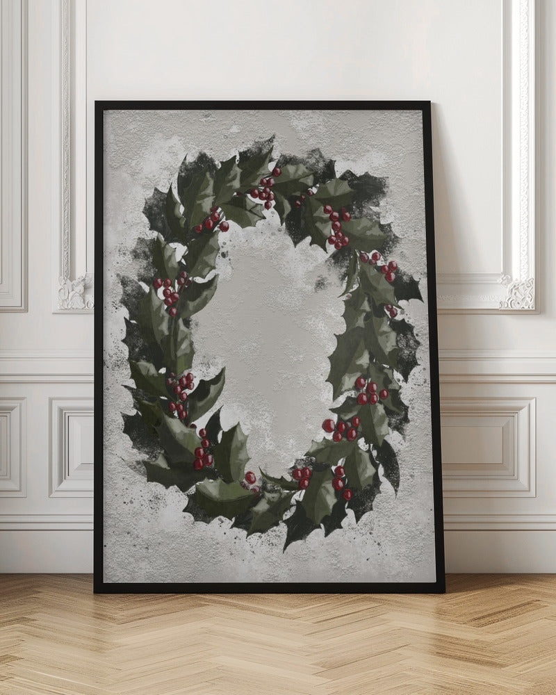 Antique holly wreath Poster