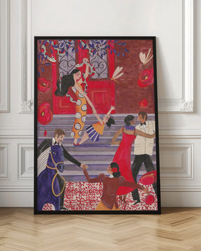 Dancing in front of the red door Poster