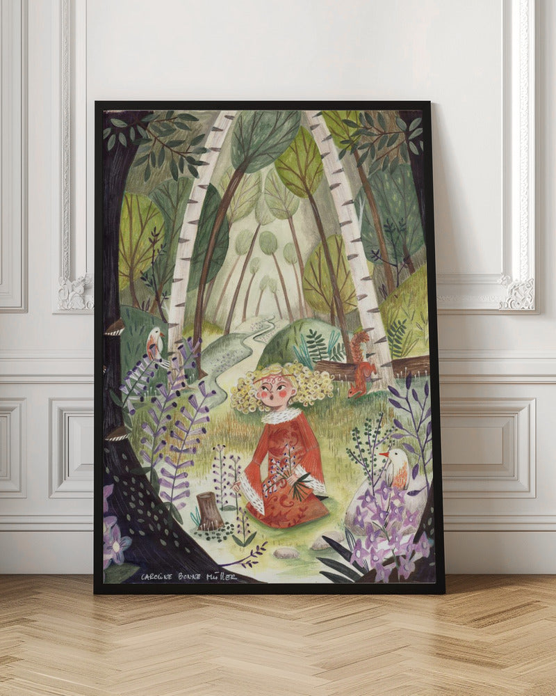 Princess in the forest with flowers Poster