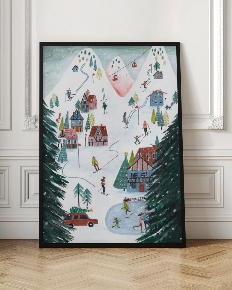 Nordic Skiing in the mountains at Christmas Poster