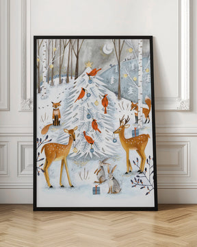 Christmas in the winter animal forest Poster