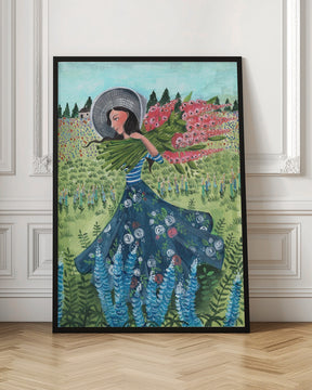 Walking with fieldflowers Poster