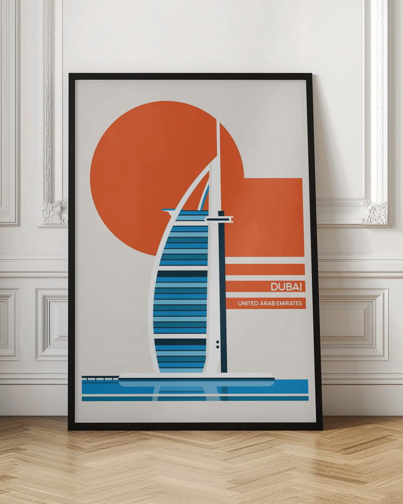 Dubai Burj Al Arab Minimalist Retro Travel Print Poster