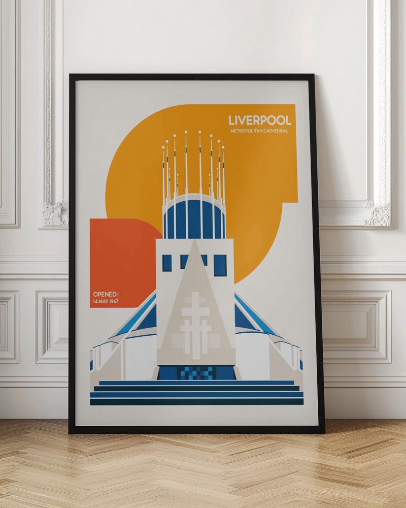 Liverpool Metropolitan Cathedral Retro Architecture Print Poster