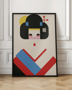 Geisha Girl Geometric Illustration Poster