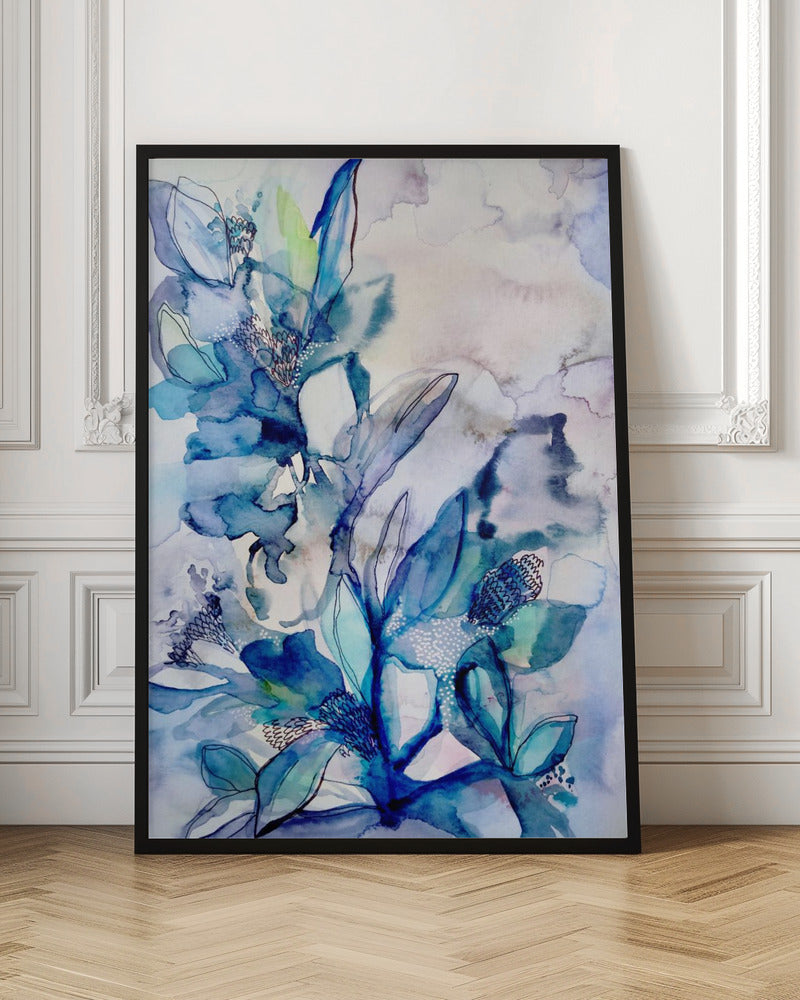 Aqua Floral Poster