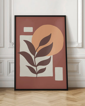 Abstract Boho Leaves And Sun Poster