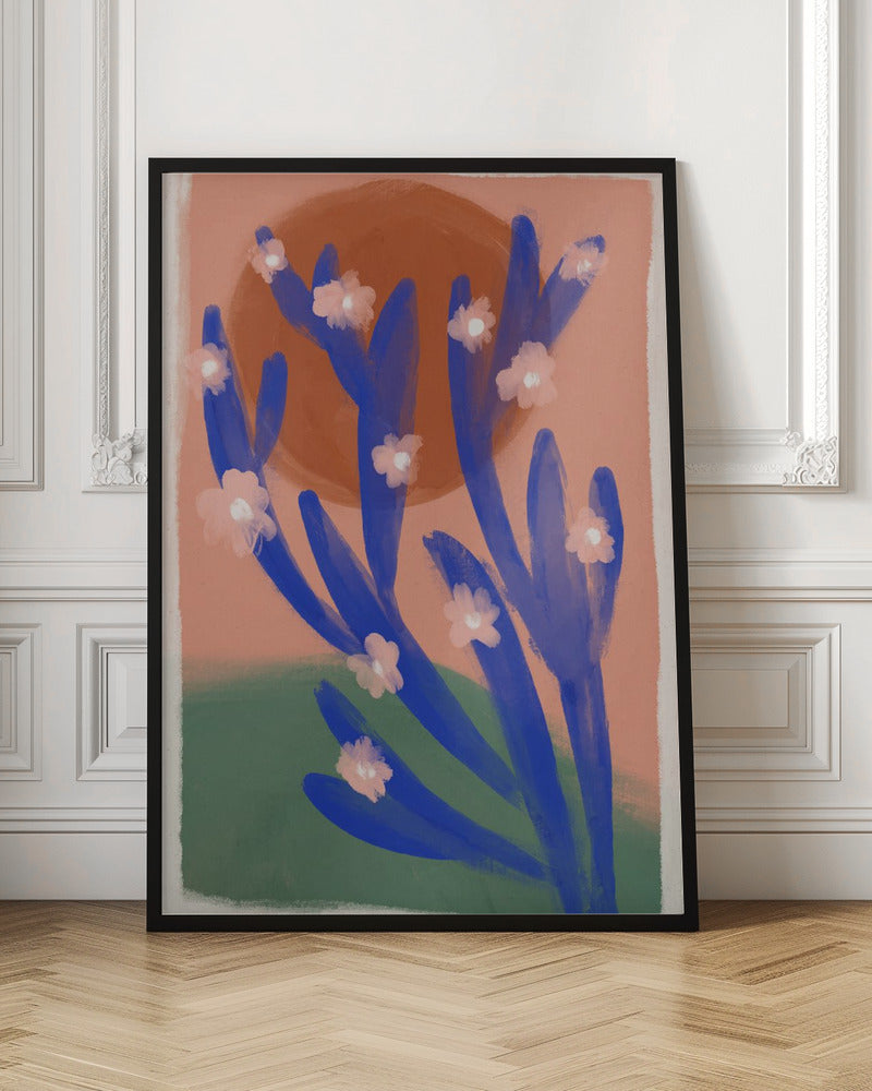 Blue Desert Cactus Poster