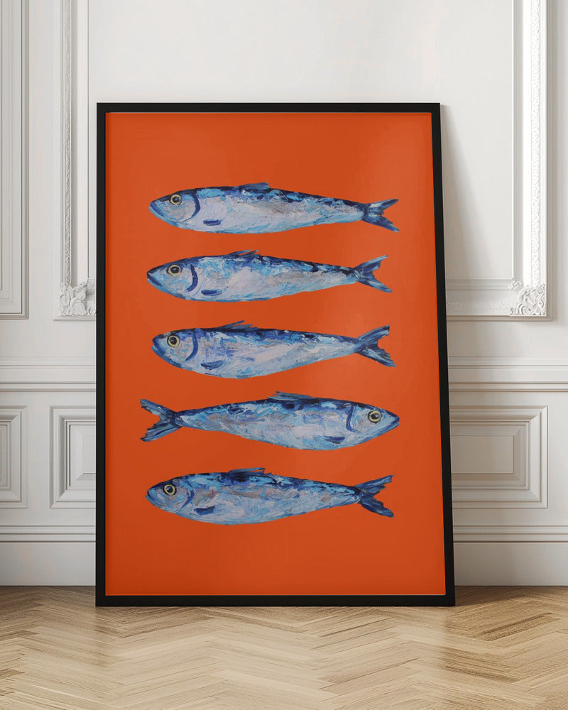 Sardines on Orange Poster