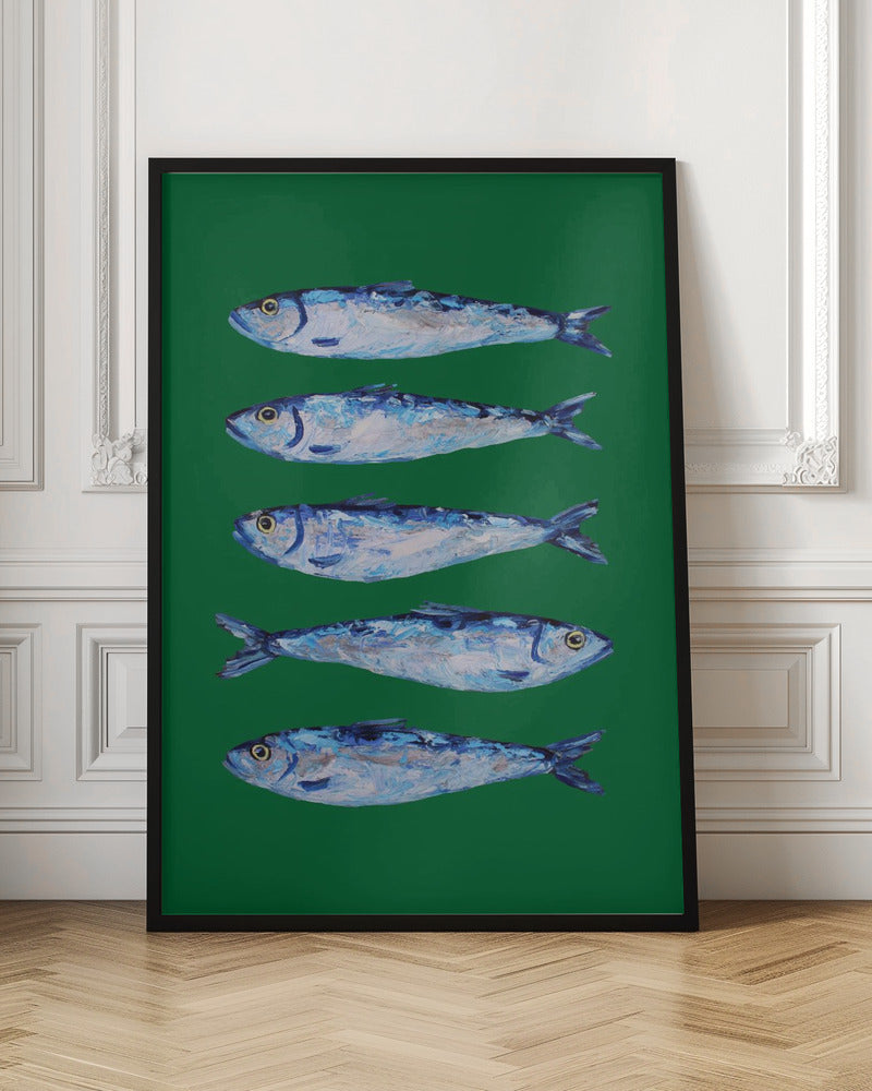 Sardines Forest Green Poster