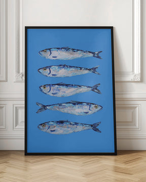 Sardines on Blue Poster