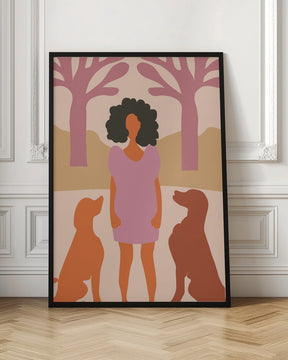 Lady in dog park Poster