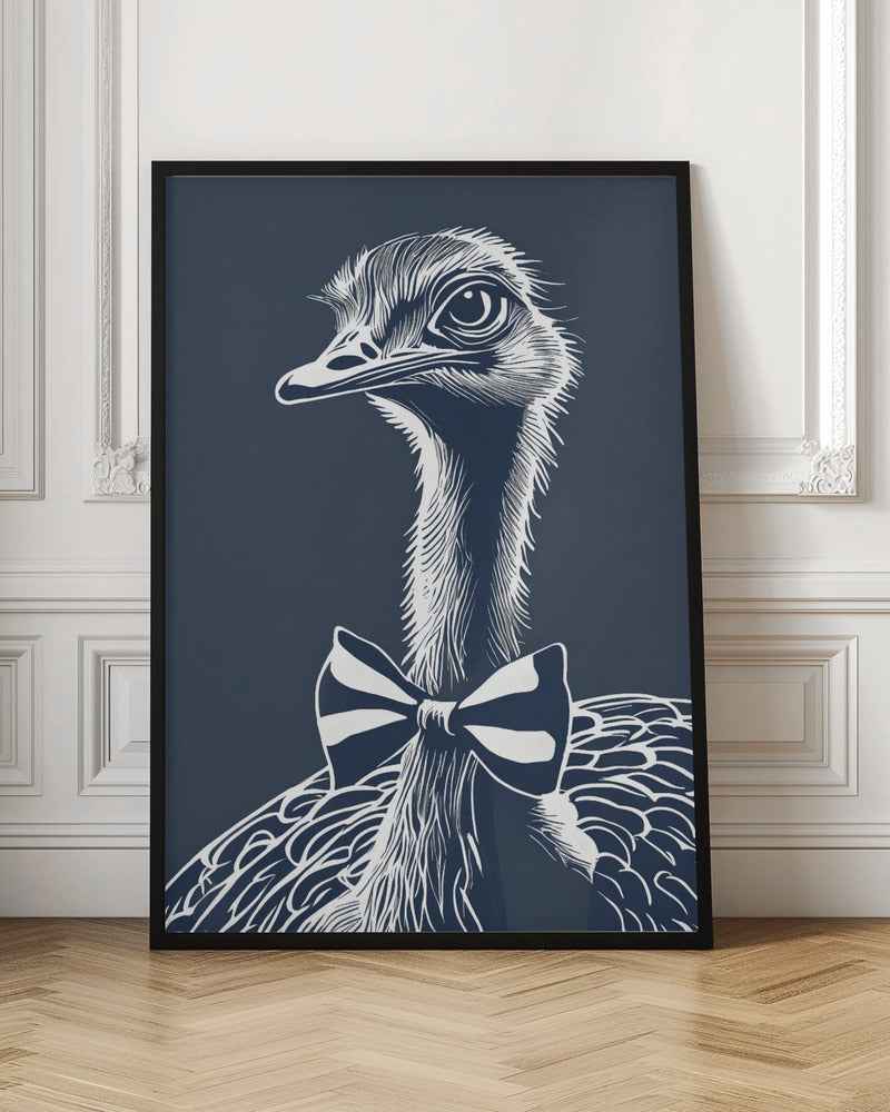 Ostrich with bow tie Poster