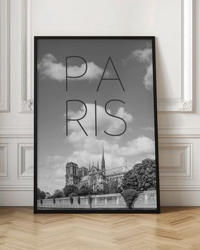 PARIS Cathedral Notre-Dame | Text &amp; Skyline Poster