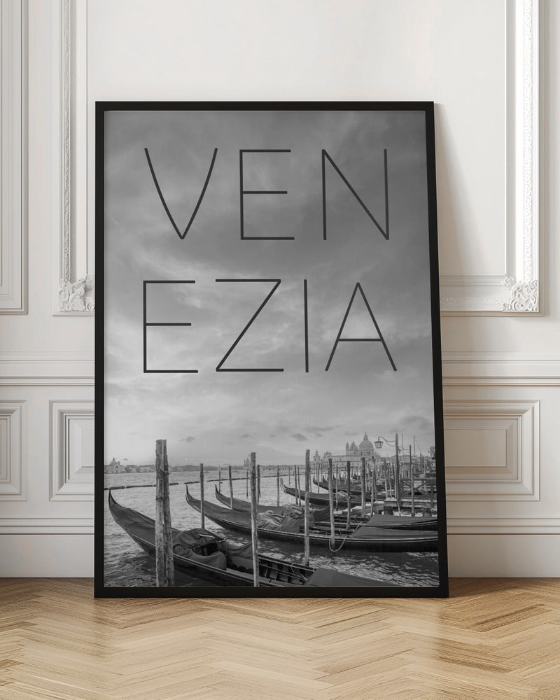 VENICE Gondolas &amp; Santa Maria della Salute | Text &amp; Skyline Poster