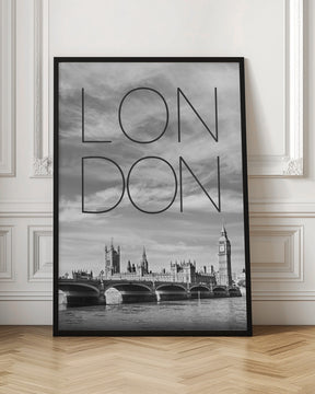 LONDON Westminster Bridge | Text &amp; Skyline Poster