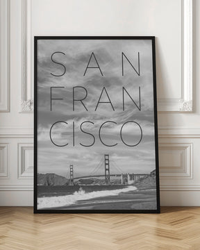 Golden Gate Bridge &amp; Baker Beach | Text &amp; Skyline Poster