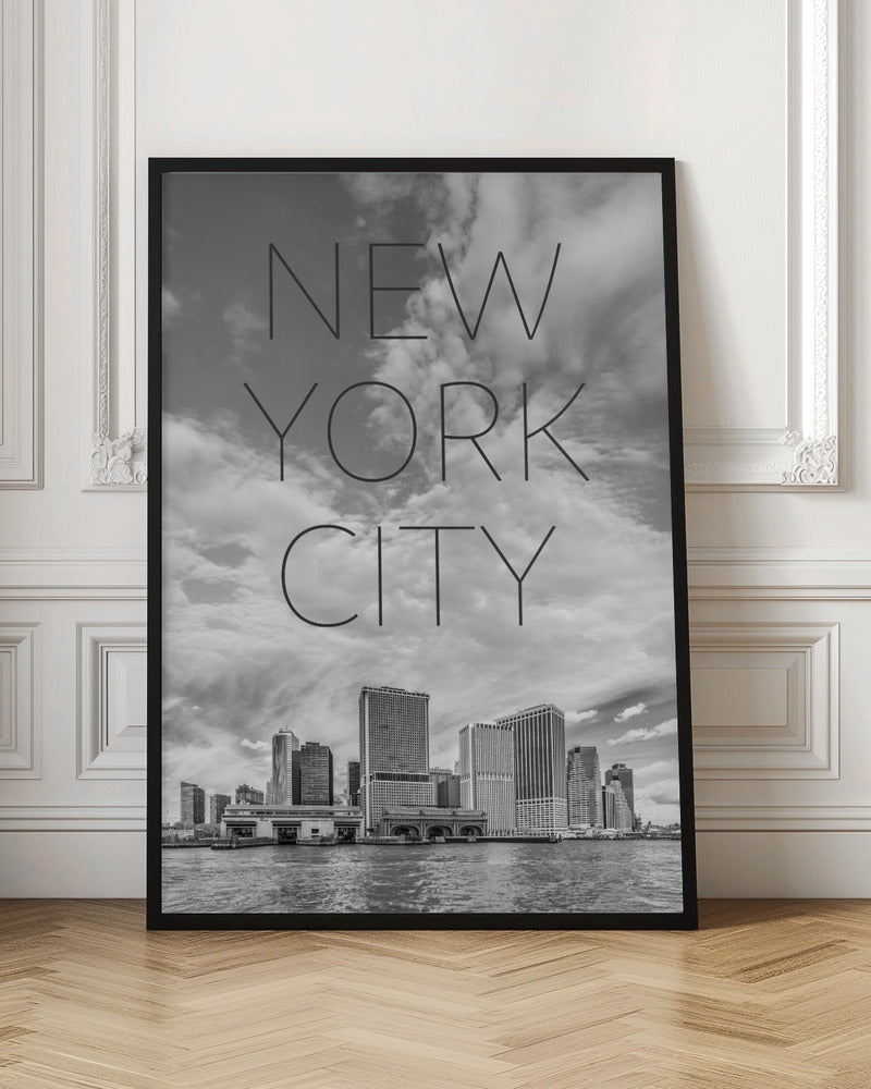 LOWER MANHATTAN and Whitehall Terminal | Text &amp; Skyline Poster