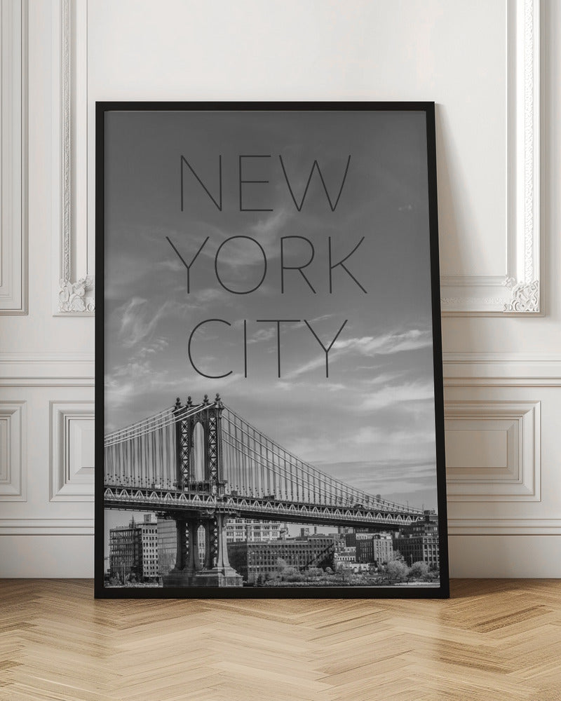 NYC Manhattan Bridge | Text &amp; Skyline Poster