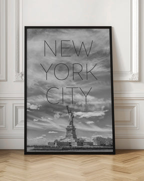 NYC Statue of Liberty | Text &amp; Skyline Poster