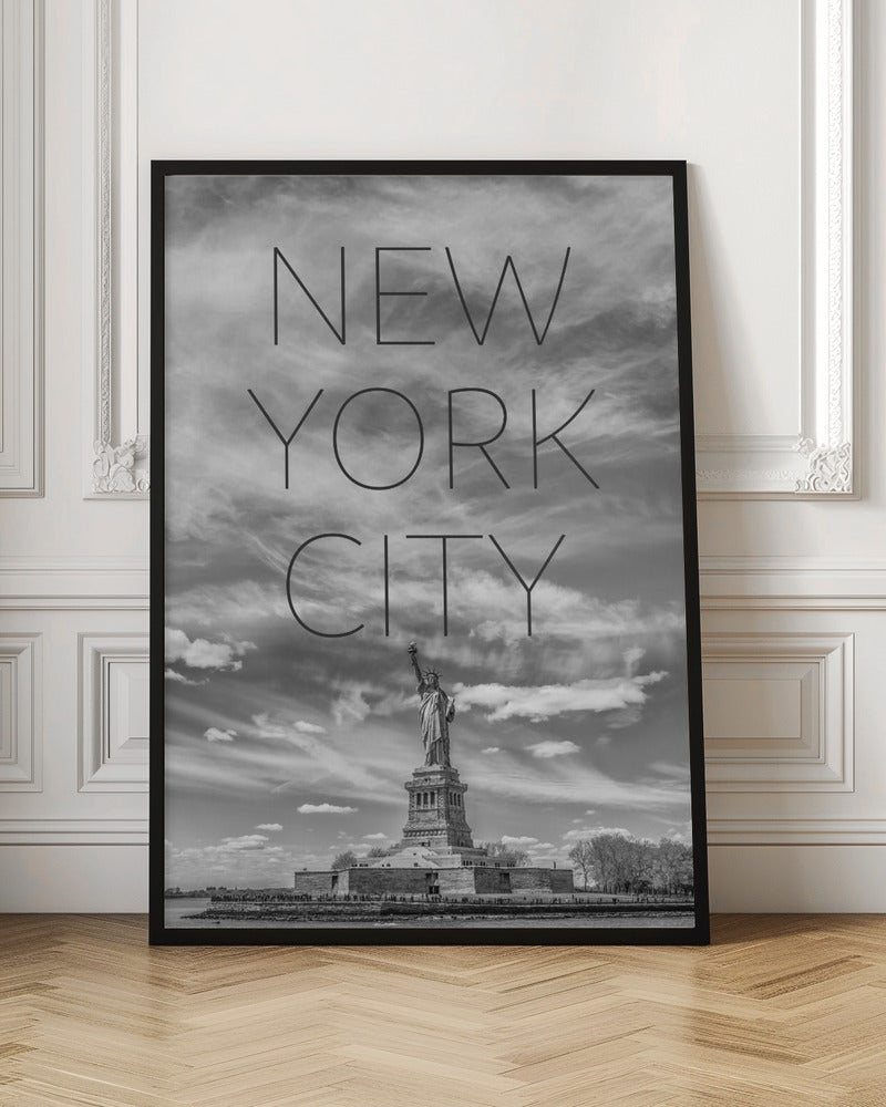 NYC Statue of Liberty | Text &amp; Skyline Poster