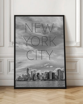 NYC Lower Manhattan &amp; Hudson River | Text &amp; Skyline Poster