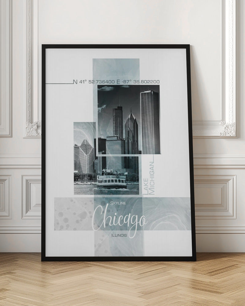 Poster Art CHICAGO Skyline | turquoise marble Poster