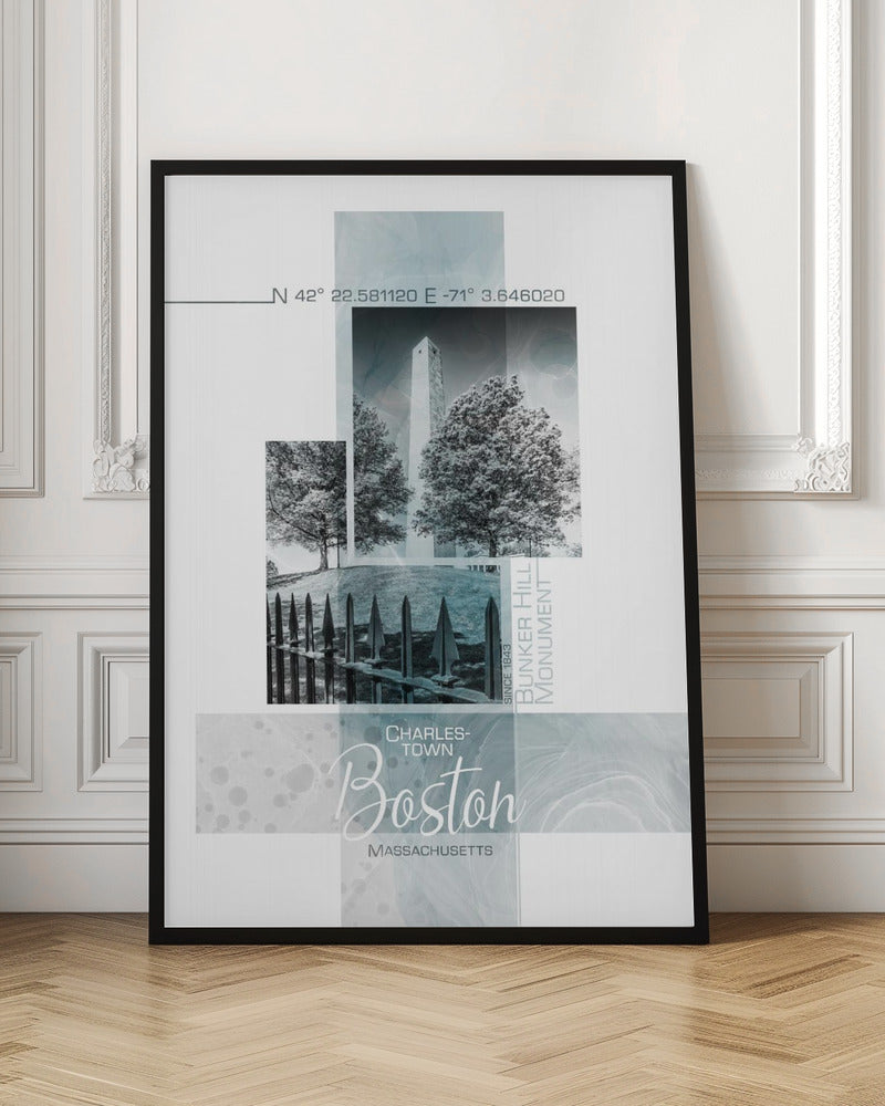 Poster Art BOSTON Bunker Hill Monument | turquoise marble Poster