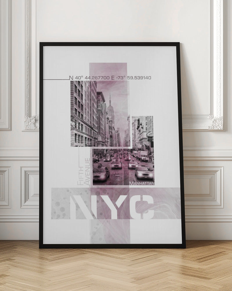 Poster Art NYC Fifth Avenue Traffic | pink marble Poster