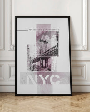 Poster Art NYC Manhattan Bridge | pink marble Poster