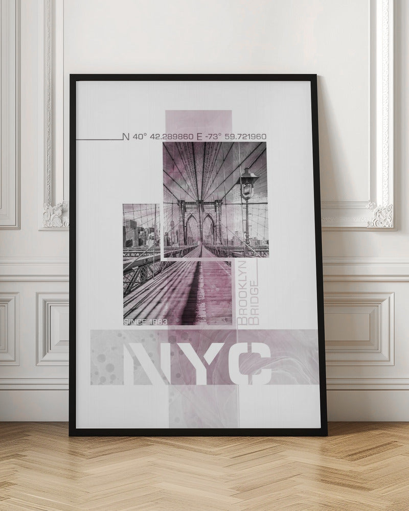 Poster Art NYC Brooklyn Bridge | pink marble Poster