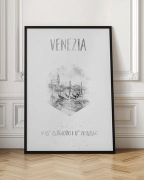 Coordinates VENICE Grand Canal | monochrome watercolor Poster