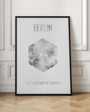 Coordinates BERLIN CATHEDRAL &amp; TELEVISION TOWER | monochrome watercolor Poster